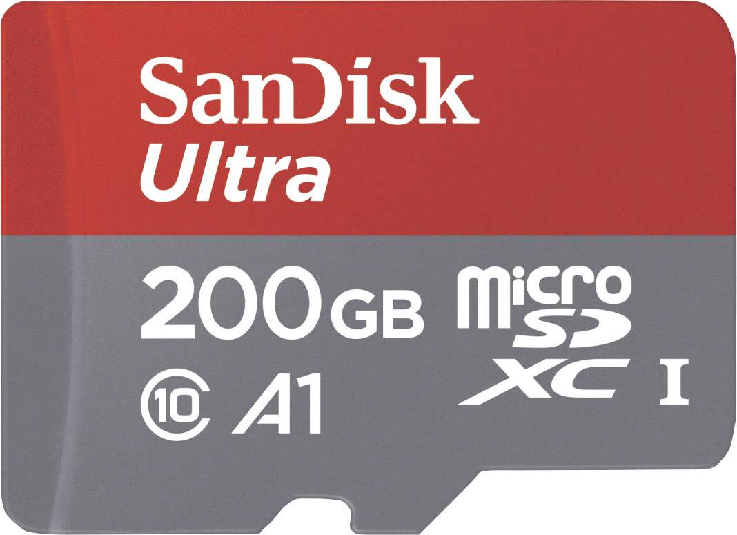 SanDisk Ultra® microSDXC-Karte 200GB Class 10, UHS-I A1-Leistungsstandard, inkl. Android-Software, inkl. SD-Adapter