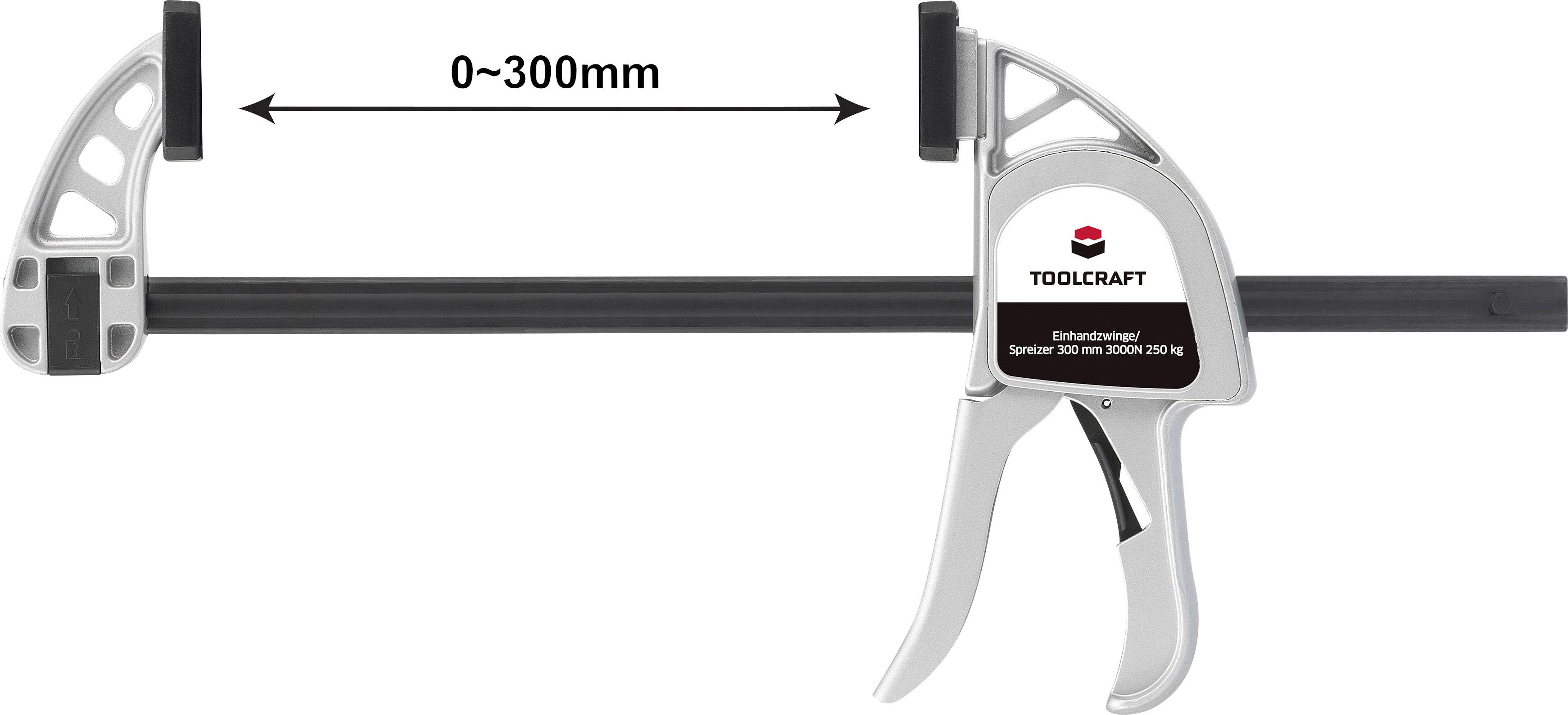 TOOLCRAFT Alu-Einhandzwinge 300 x 85mm 3000N 1595615 Spann-Weite (max.):500mm Produktabmessung, Länge: 500mm Ausladungs-Maße:85mm