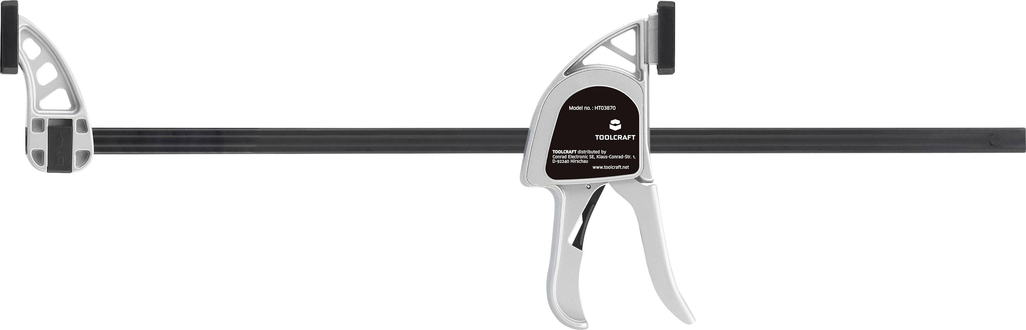 TOOLCRAFT Alu-Einhandzwinge 450 x 85mm 3000N 1595616 Spann-Weite (max.):650mm Produktabmessung, Länge: 652mm Ausladungs-Maße:85mm