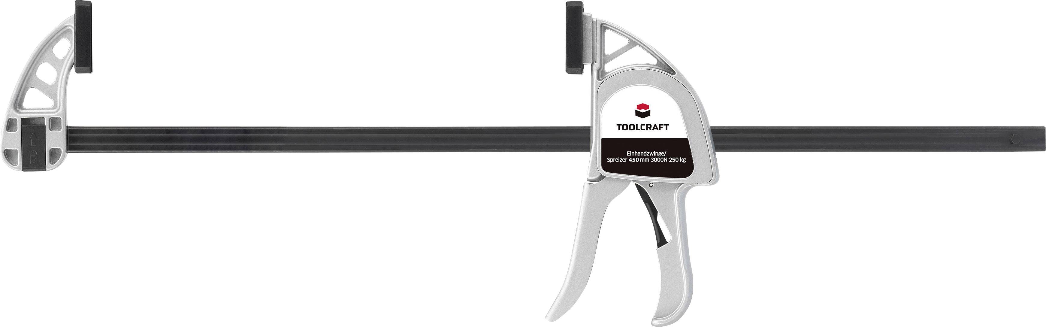 TOOLCRAFT Alu-Einhandzwinge 450 x 85mm 3000N 1595616 Spann-Weite (max.):650mm Produktabmessung, Länge: 652mm Ausladungs-Maße:85mm
