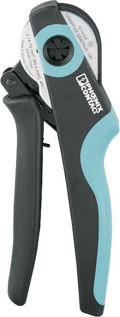 Hand-Crimper-Werkzeug mit blauen und schwarzen Griffen, verwendet zum Schneiden und Crimpen von Drähten und Steckern in der Elektrotechnik.