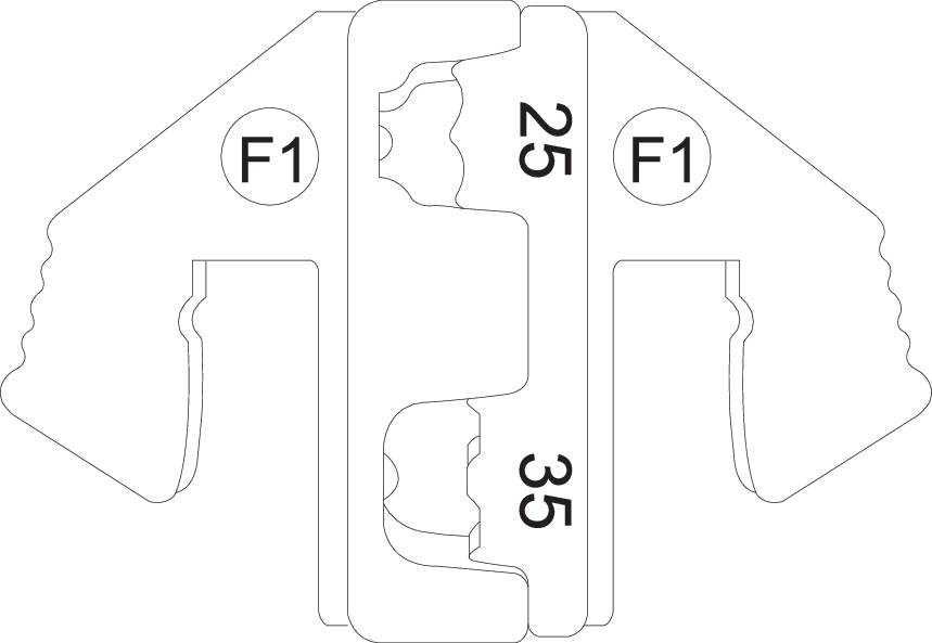 TOOLCRAFT PLE-0F1 Crimp-Einsätze Aderendhülsen Quetschbereich: 25 bis 35mm² Passend für Marke (Zangen): TOOLCRAFT PZ-500
