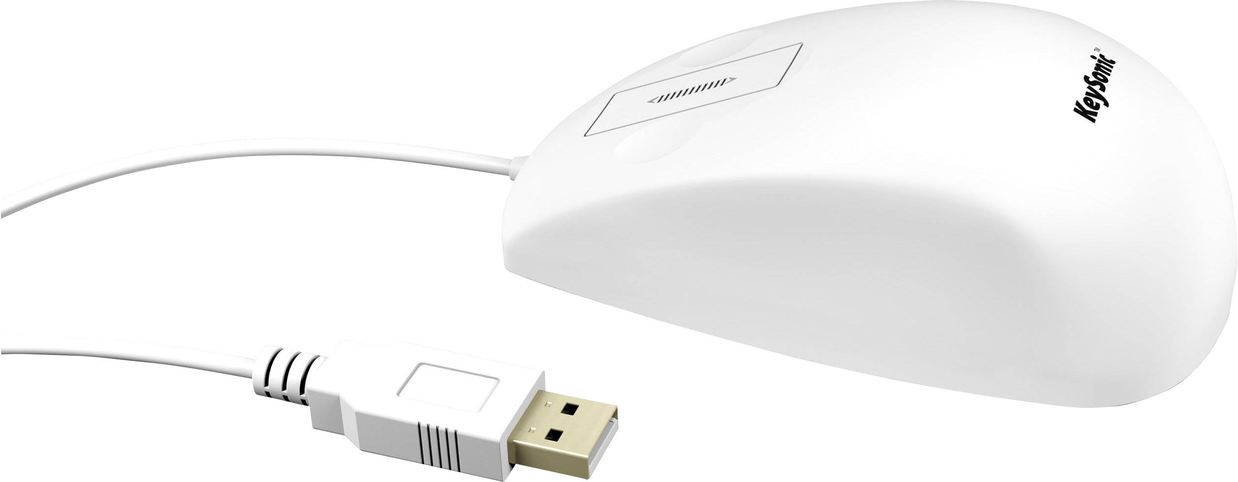 Keysonic KSM-5030M-W Maus USB Weiß 3 Tasten Spritzwassergeschützt, Staubgeschützt