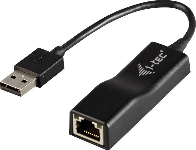 'USB-zu-Ethernet-Adapter' zeigt einen schwarzen Adapter mit USB-Stecker auf einer Seite und Ethernet-Buchse auf der anderen.