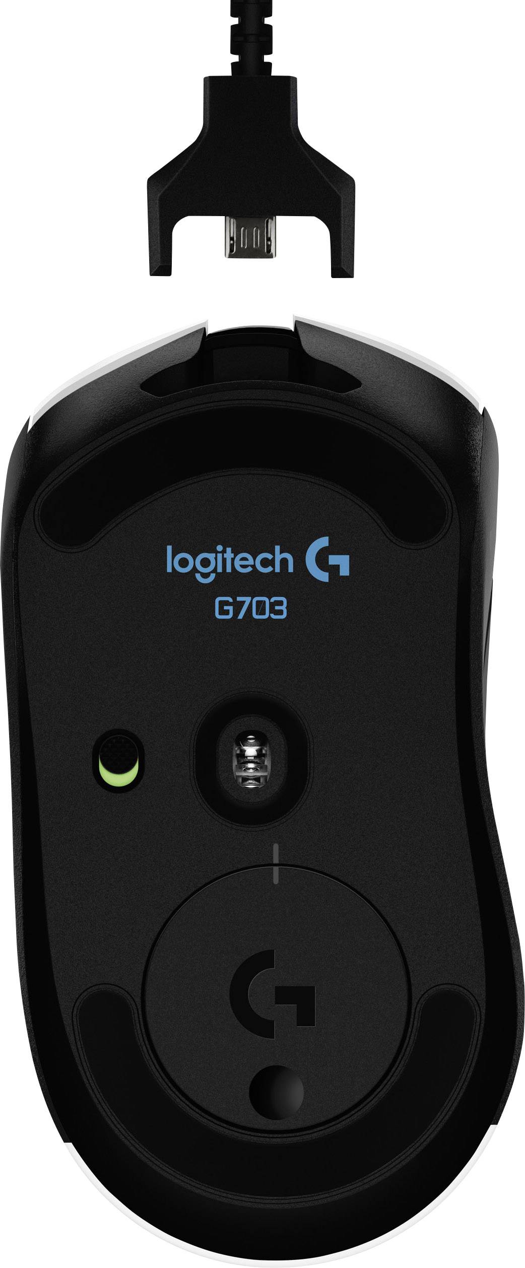 Logitech Gaming G703 LightSpeed Funk-Gaming-Maus Optisch Beleuchtet, Wiederaufladbar, Wireless Charging, Gewichts-Tuning