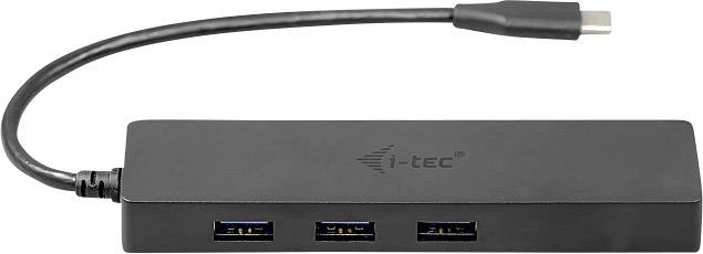 USB-Hub von i-tec mit drei USB 3.0-Anschlüssen und USB-C-Kabel, geeignet für Erweiterung der Anschlussmöglichkeiten von Geräten.