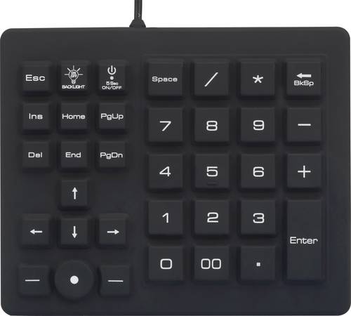 Renkforce USB Nummernblock Spritzwassergeschützt, Staubgeschützt, Touch-Tasten Schwarz