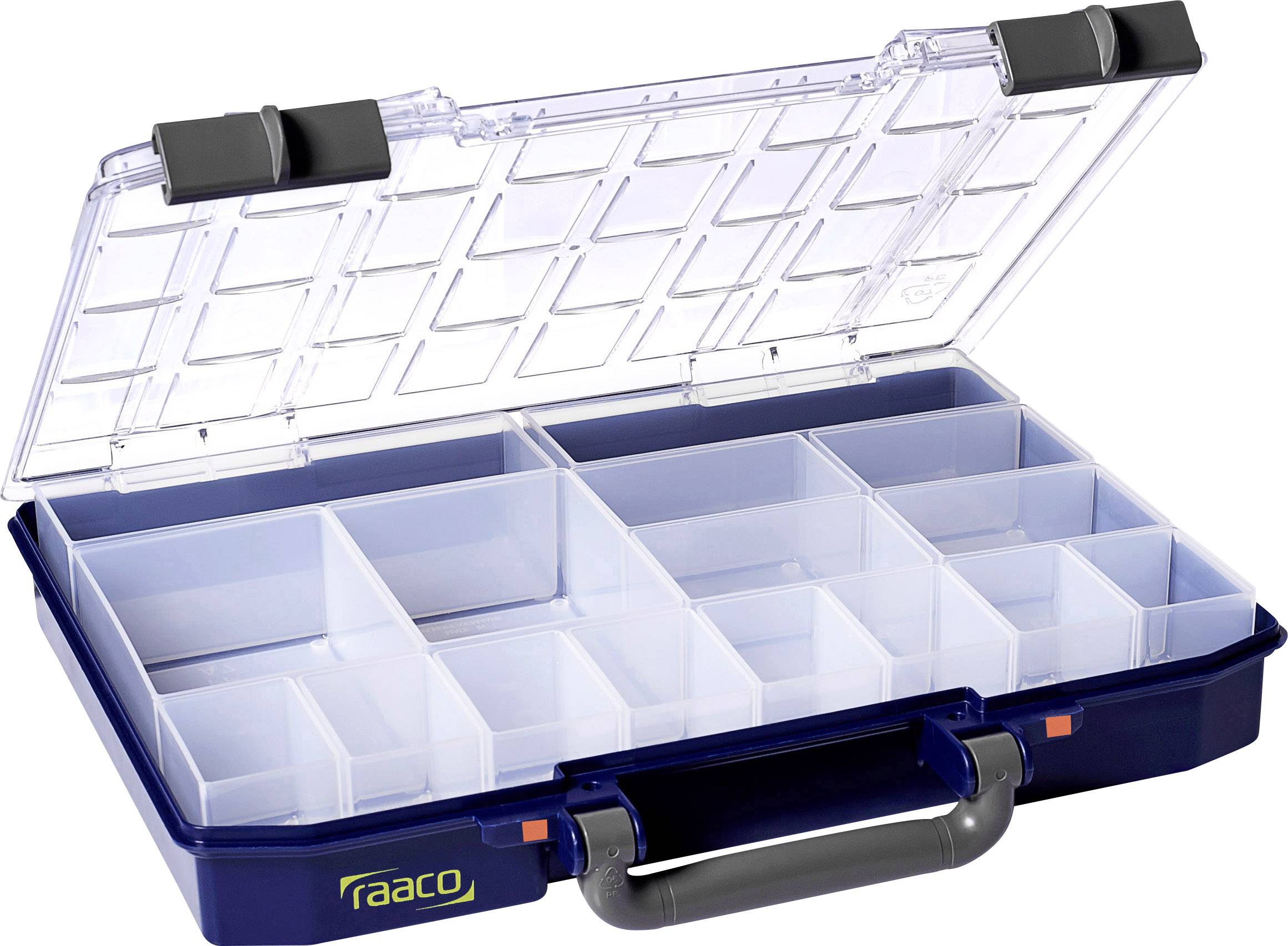 Raaco CarryLite 55 4x8-16 Sortimentskoffer (L x B x H) 337 x 278 x 57 mm Anzahl Fächer: 16 Inhalt 1