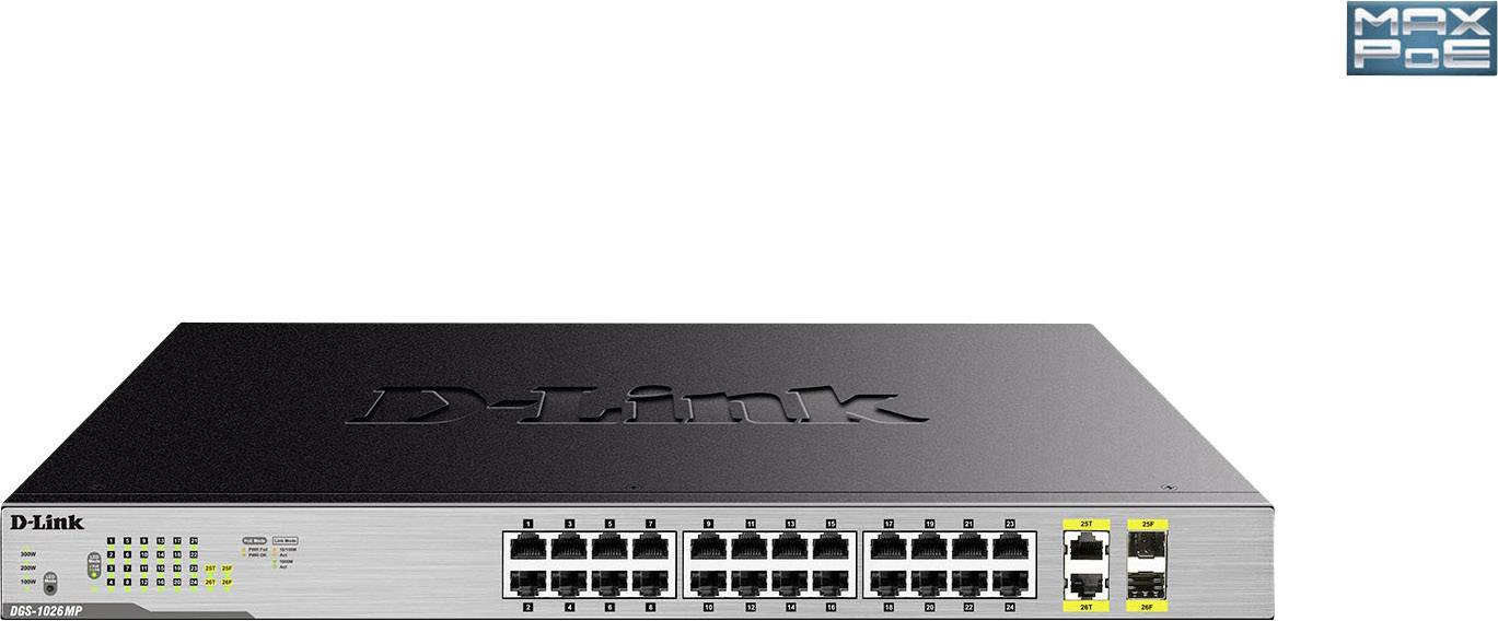 D-Link DGS-1026MP 26-Port Layer2 PoE+ Gigabit Switch Netzwerk Switch 26 Port
