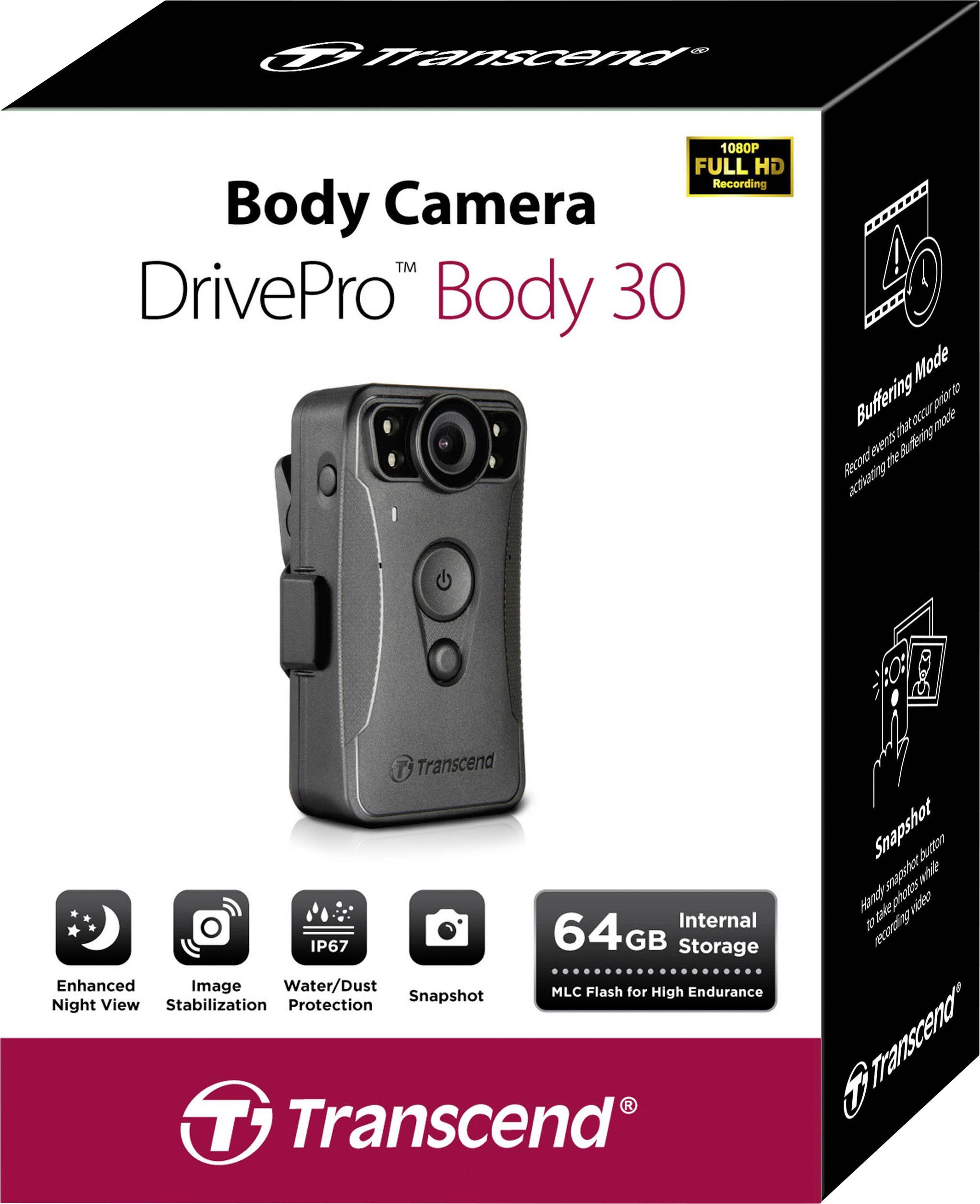 Transcend TS64GDPB30A Bodycam Full-HD, Mini-Kamera, Wasserfest