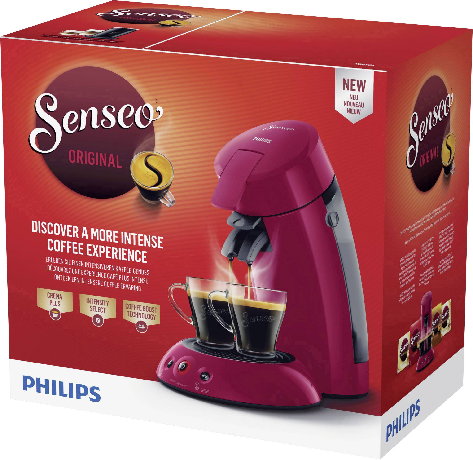 SENSEO® HD6554/90 Original HD6554/90 Kaffeepadmaschine Rubin-Rot