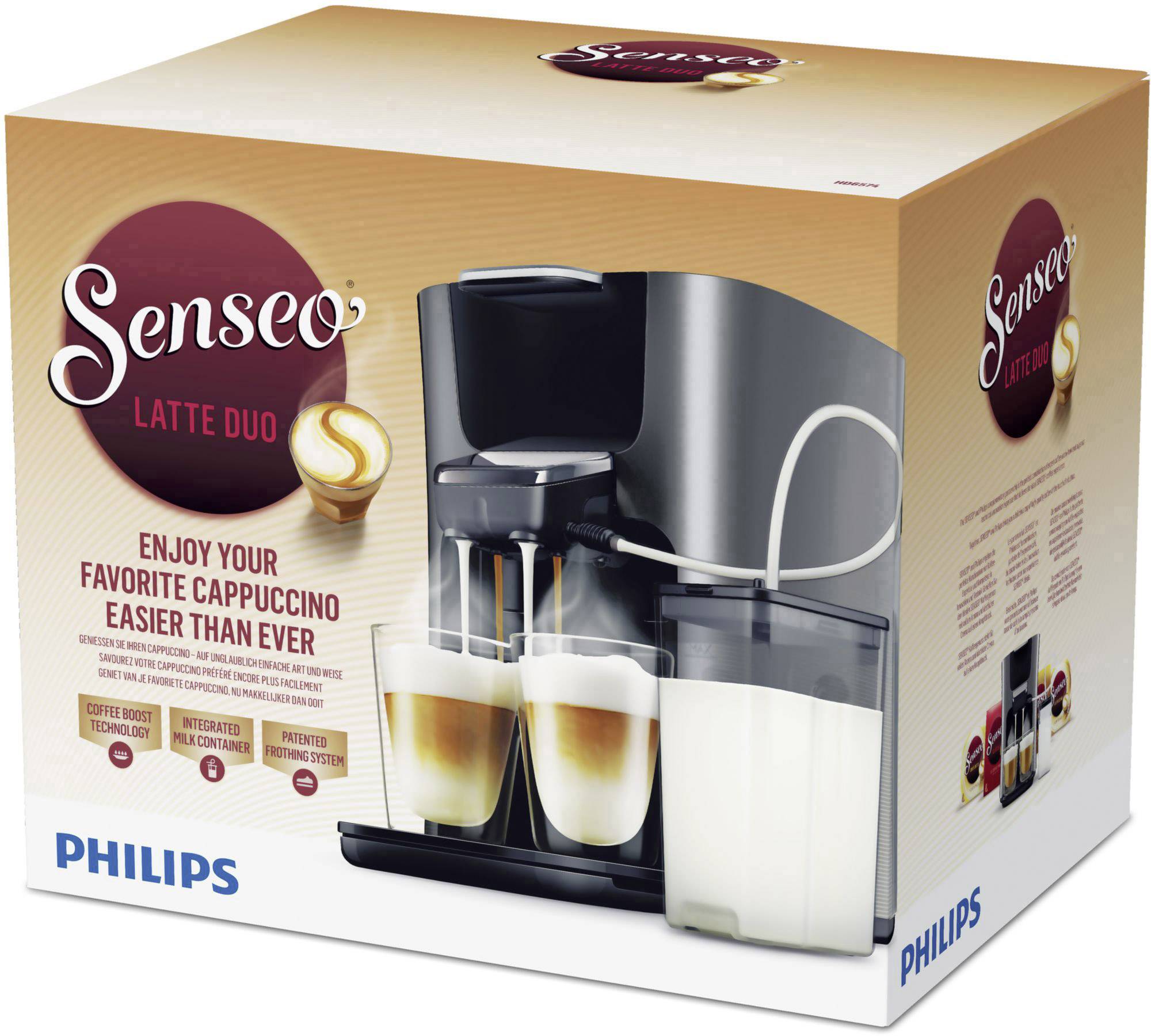 SENSEO® HD6574/50 Latte Duo Plus HD6574/50 Kaffeepadmaschine Anthrazit mit Milchbehälter