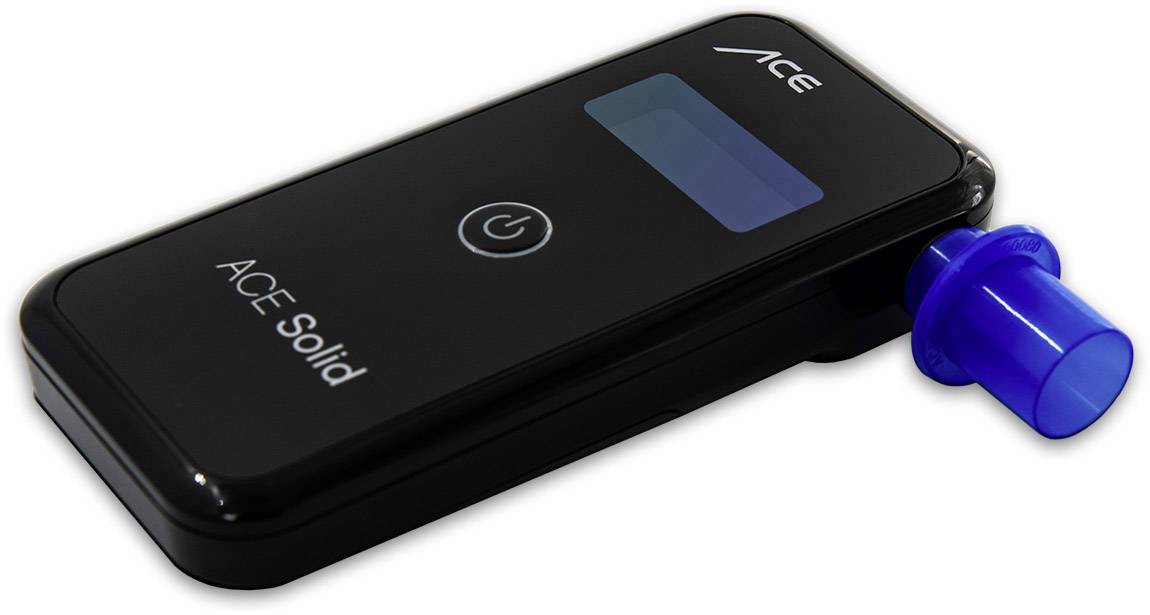 ACE Solid Alkoholtester Schwarz 0 bis 4 ‰ inkl. Display, Verschiedene Einheiten anzeigbar