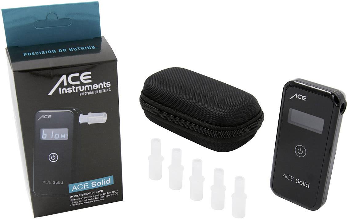 ACE Solid Alkoholtester Schwarz 0 bis 4 ‰ inkl. Display, Verschiedene Einheiten anzeigbar