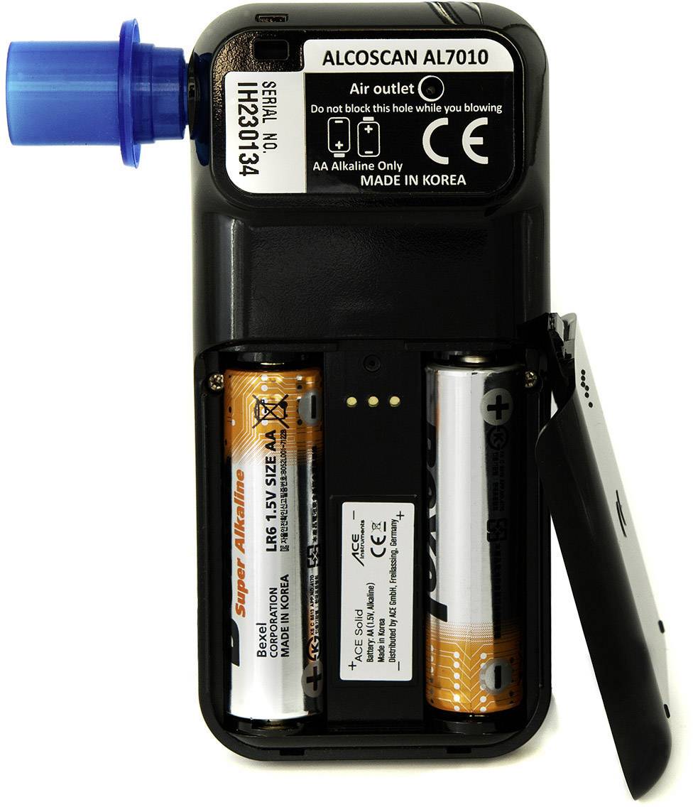 ACE Solid Alkoholtester Schwarz 0 bis 4 ‰ inkl. Display, Verschiedene Einheiten anzeigbar