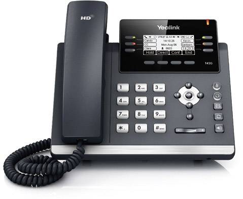 Yealink SIP-T42S Schnurgebundenes Telefon, VoIP Freisprechen, Headsetanschluss Beleuchtetes Display Schwarz