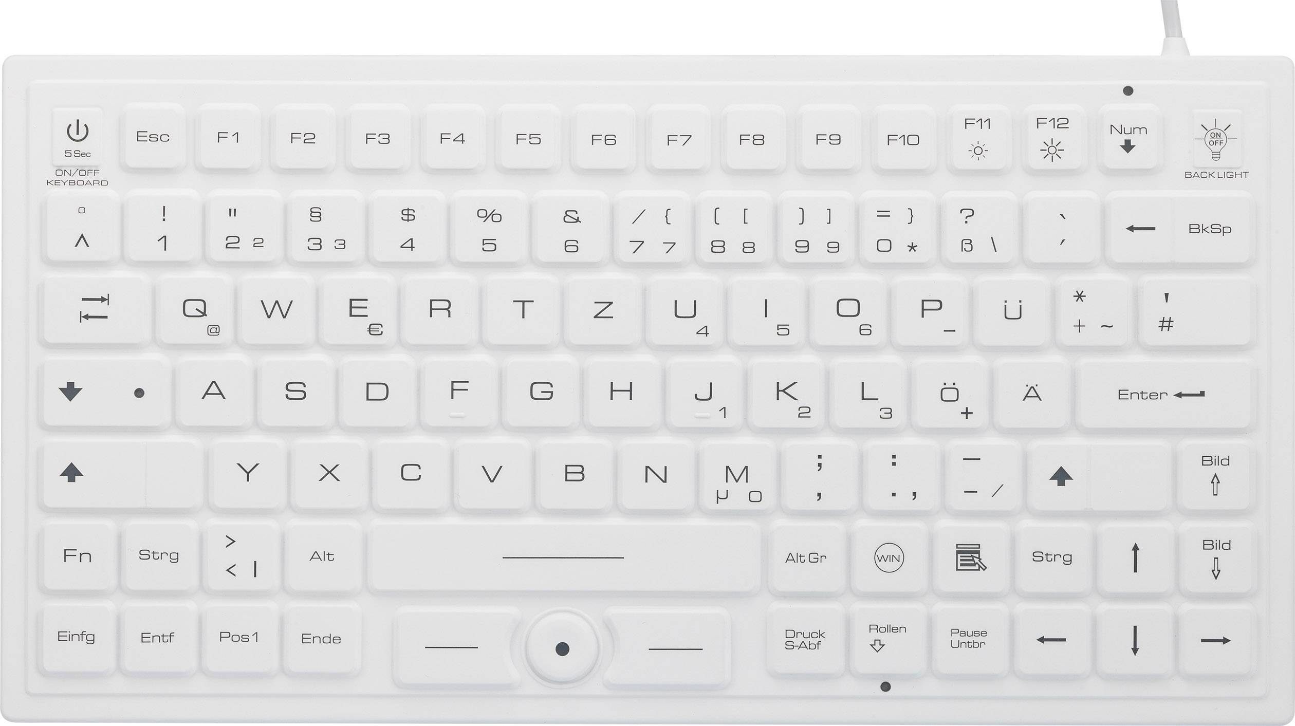 Renkforce iM-IKB720BL-WH USB Tastatur, Maus-Set Integrierter Trackball, Spritzwassergeschützt, Touch-Oberfläche, Staubgeschützt Deutsch, QWERTZ, Wi