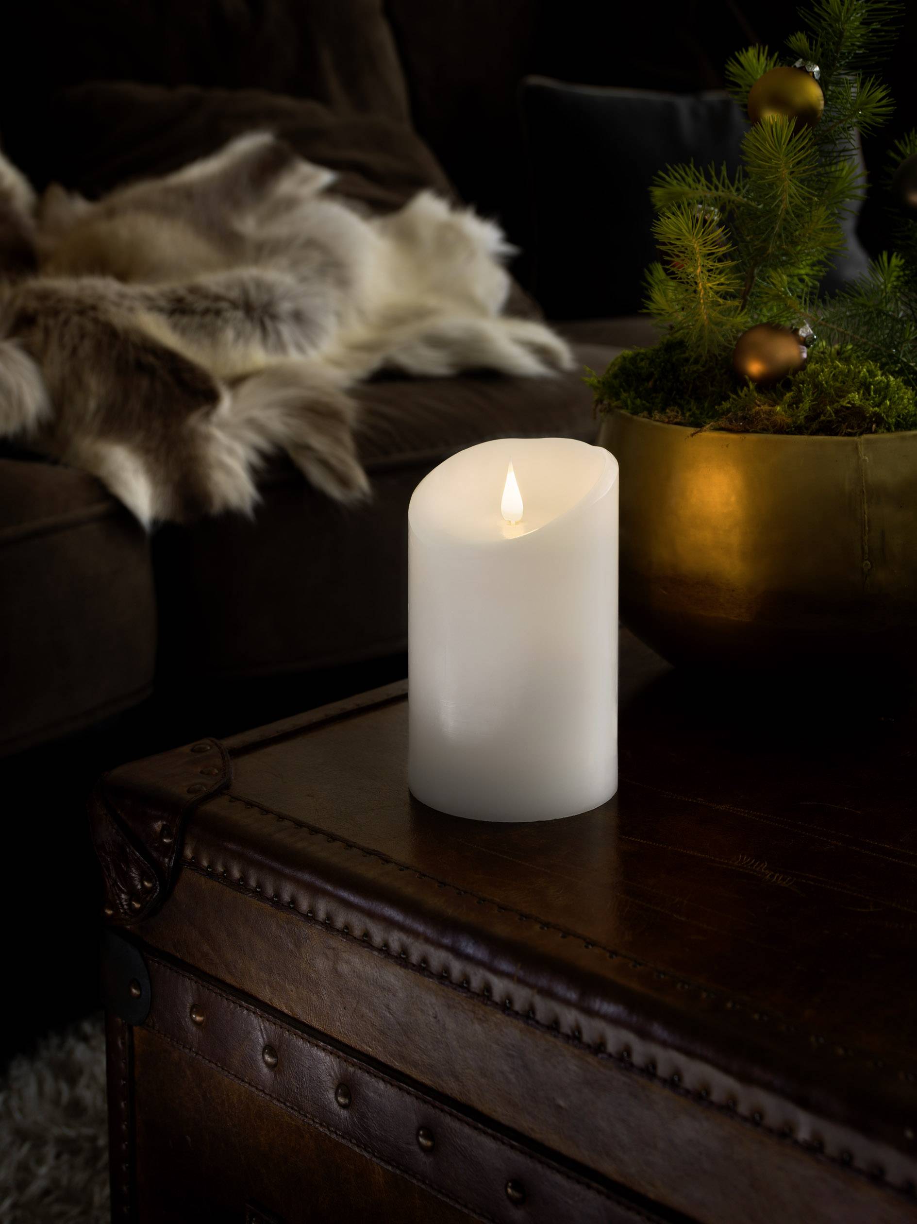 Konstsmide 1841-100 LED-Echtwachskerze Weiß Warmweiß (Ø x H) 100mm x 160mm