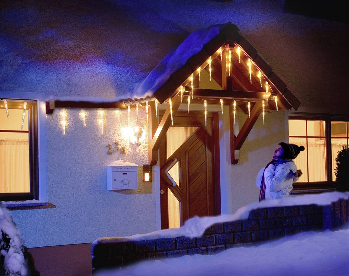 Konstsmide Lichtervorhang-Eiszapfen Außen 24V 24 LED Warmweiß