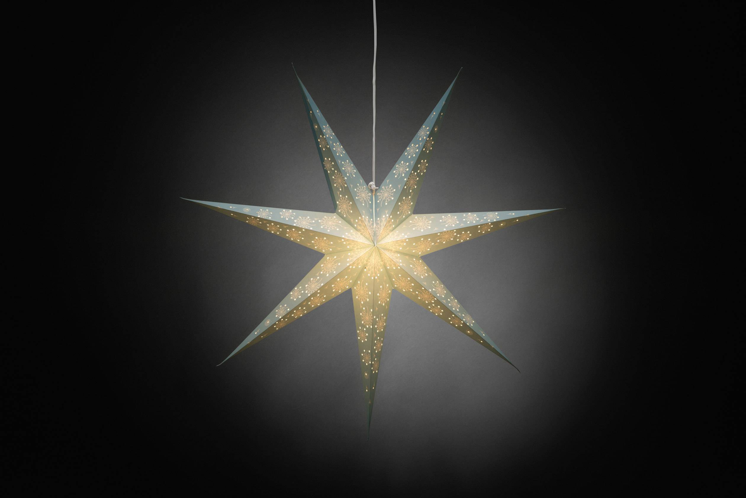 Konstsmide 2933-420 Weihnachtsstern Glühlampe, LED Blau mit ausgestanzten Motiven, mit Schalter