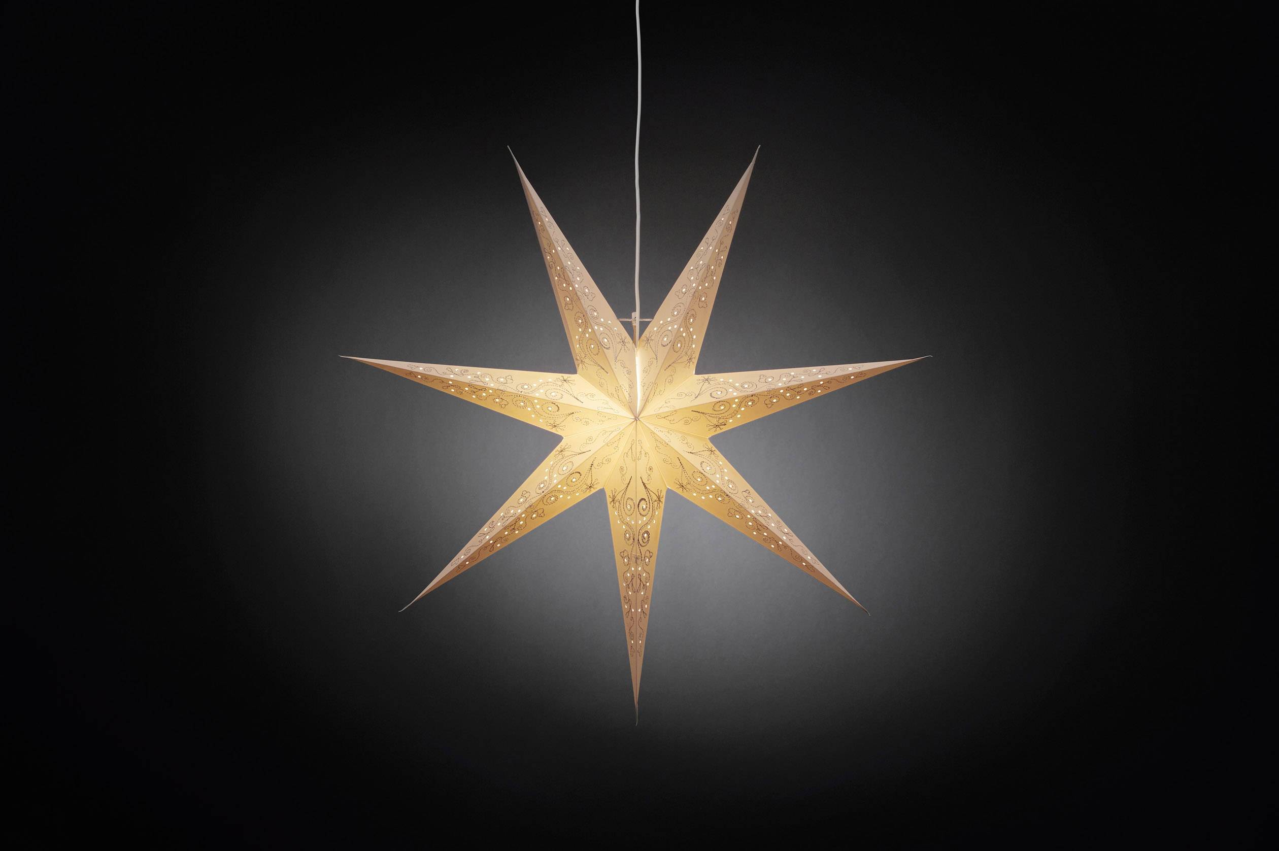 Konstsmide 2982-230 Weihnachtsstern Glühlampe, LED Weiß, Silber-Grau bestickt, mit ausgestanzten Mo