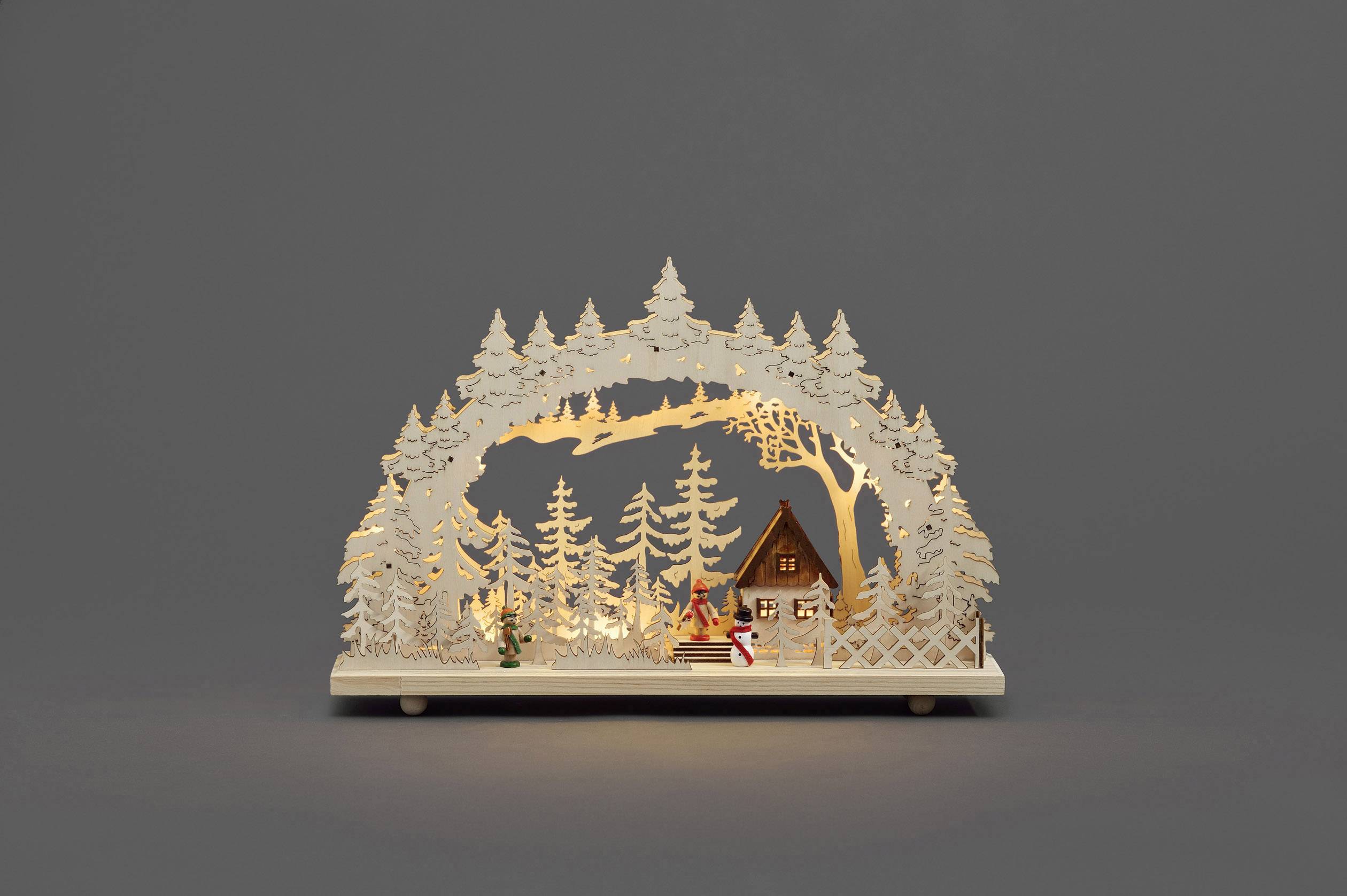 Konstsmide 2828-100 Holz-Figur Wald Warm-Weiß LED Natur wählbare Energieversorgung, Indirekter Lich