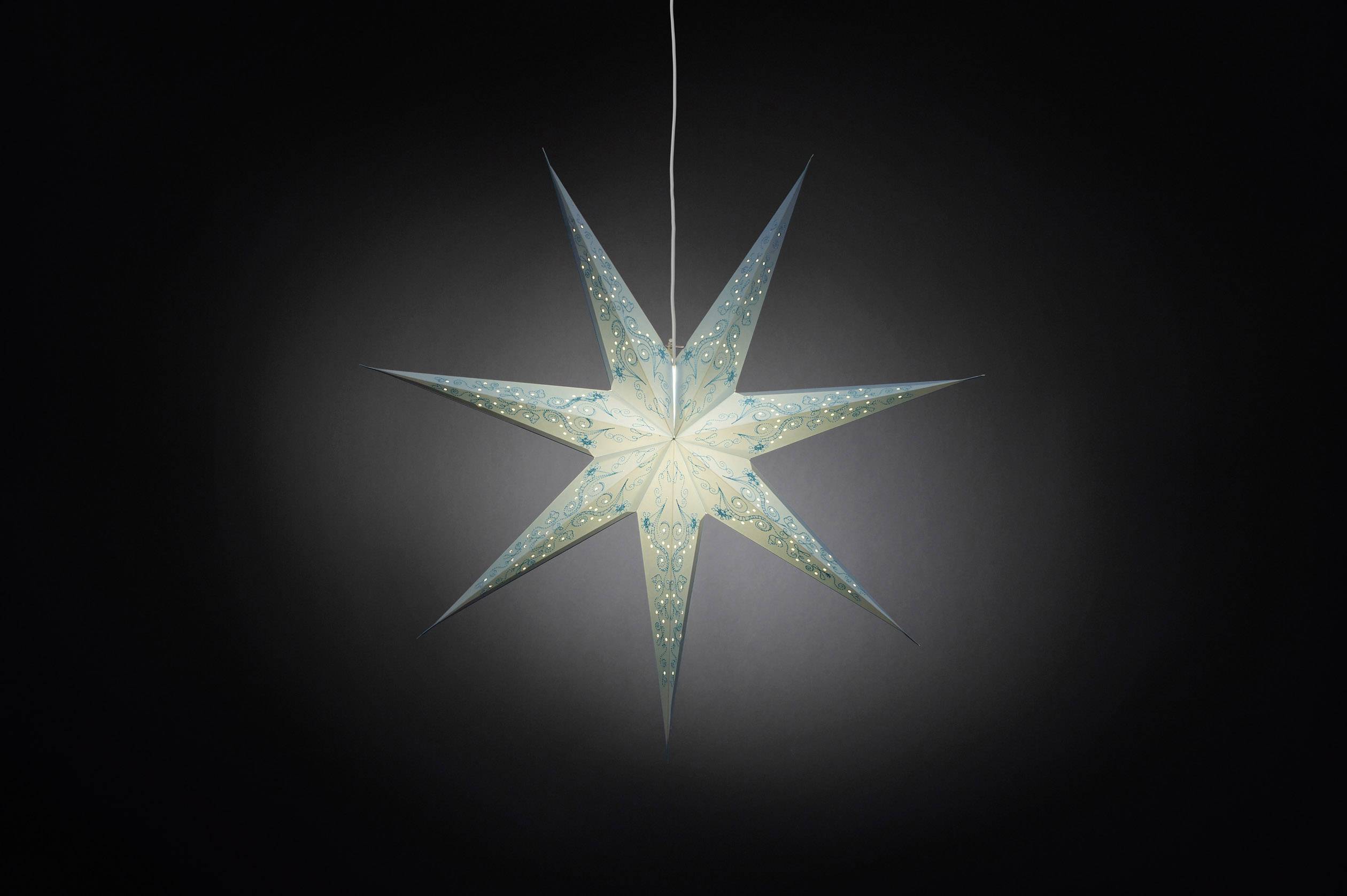 Konstsmide 2982-400 Weihnachtsstern Glühlampe, LED Blau bestickt, mit ausgestanzten Motiven, mit Schalter