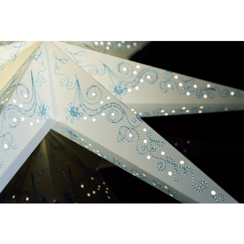 Konstsmide 2982-400 Weihnachtsstern Glühlampe, LED Blau bestickt, mit ausgestanzten Motiven, mit Schalter
