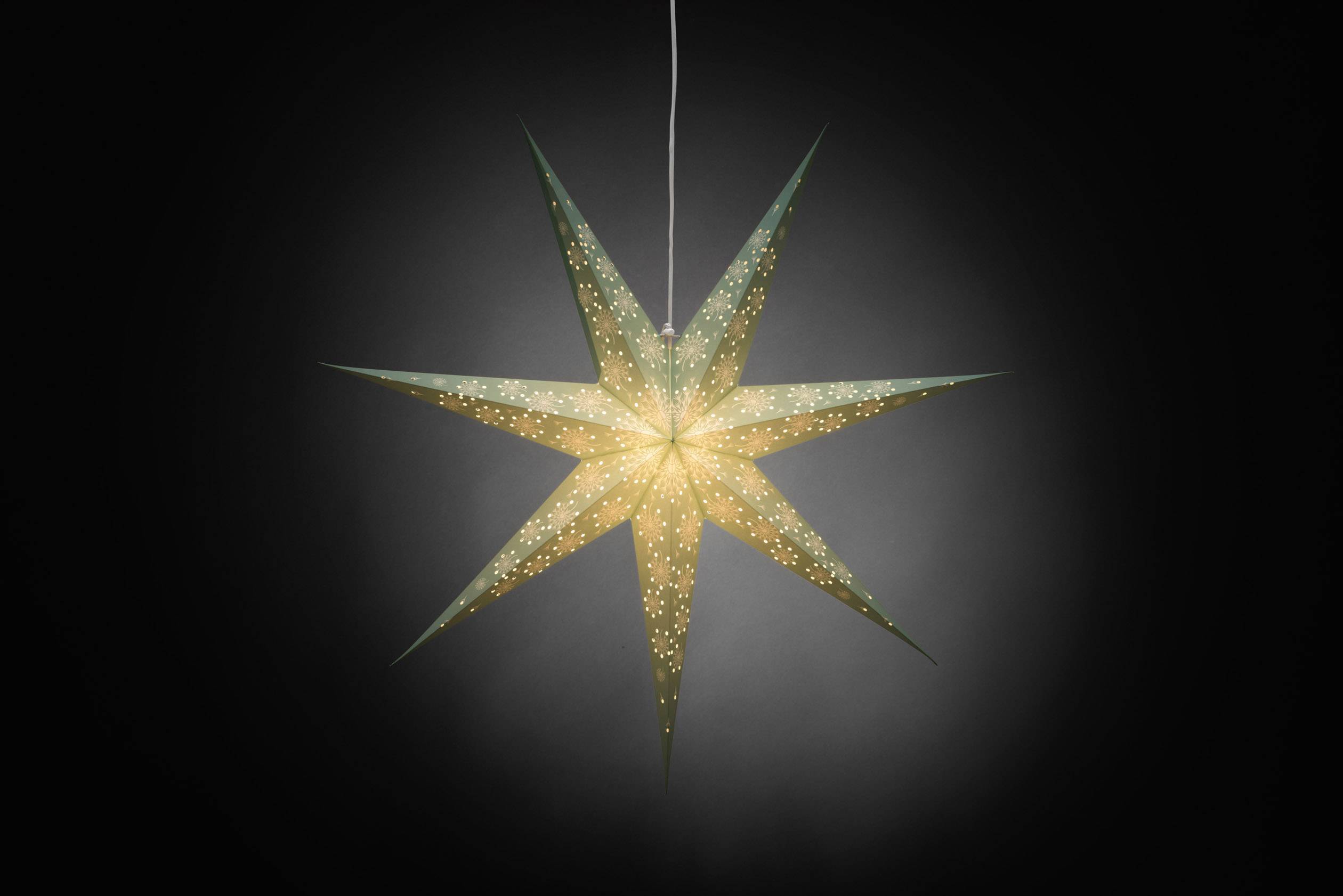 Konstsmide 2933-940 Weihnachtsstern Glühlampe, LED Türkis mit ausgestanzten Motiven, mit Schalter