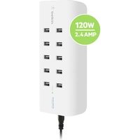 Belkin RockStar USB Ladestation 120W 10x USB-A Weiß, Schwarz Innenbereich Belkin RockStar USB Ladestation 120W 10x USB-A Weiß, Schwarz Innenbereich