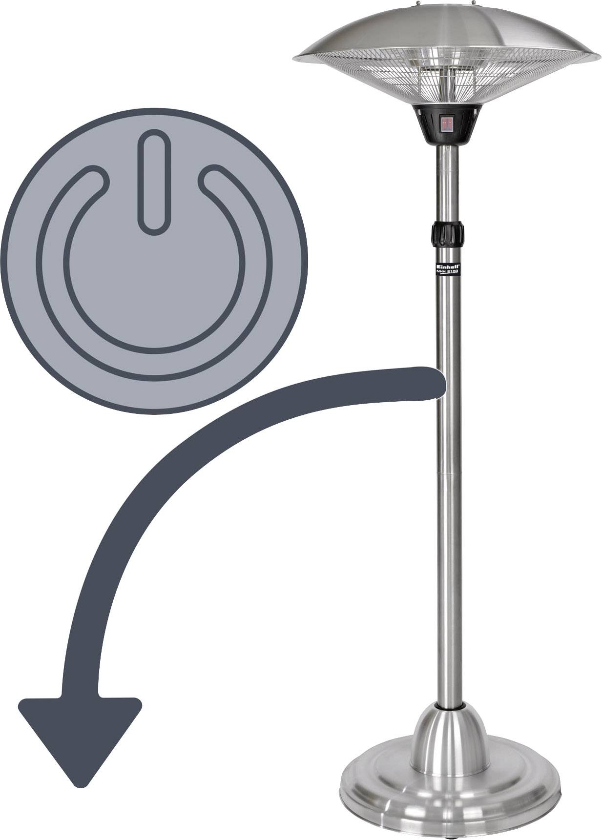 Einhell NHH 2100 Halogenheizer 900 W, 1200 W, 2100 W Silber