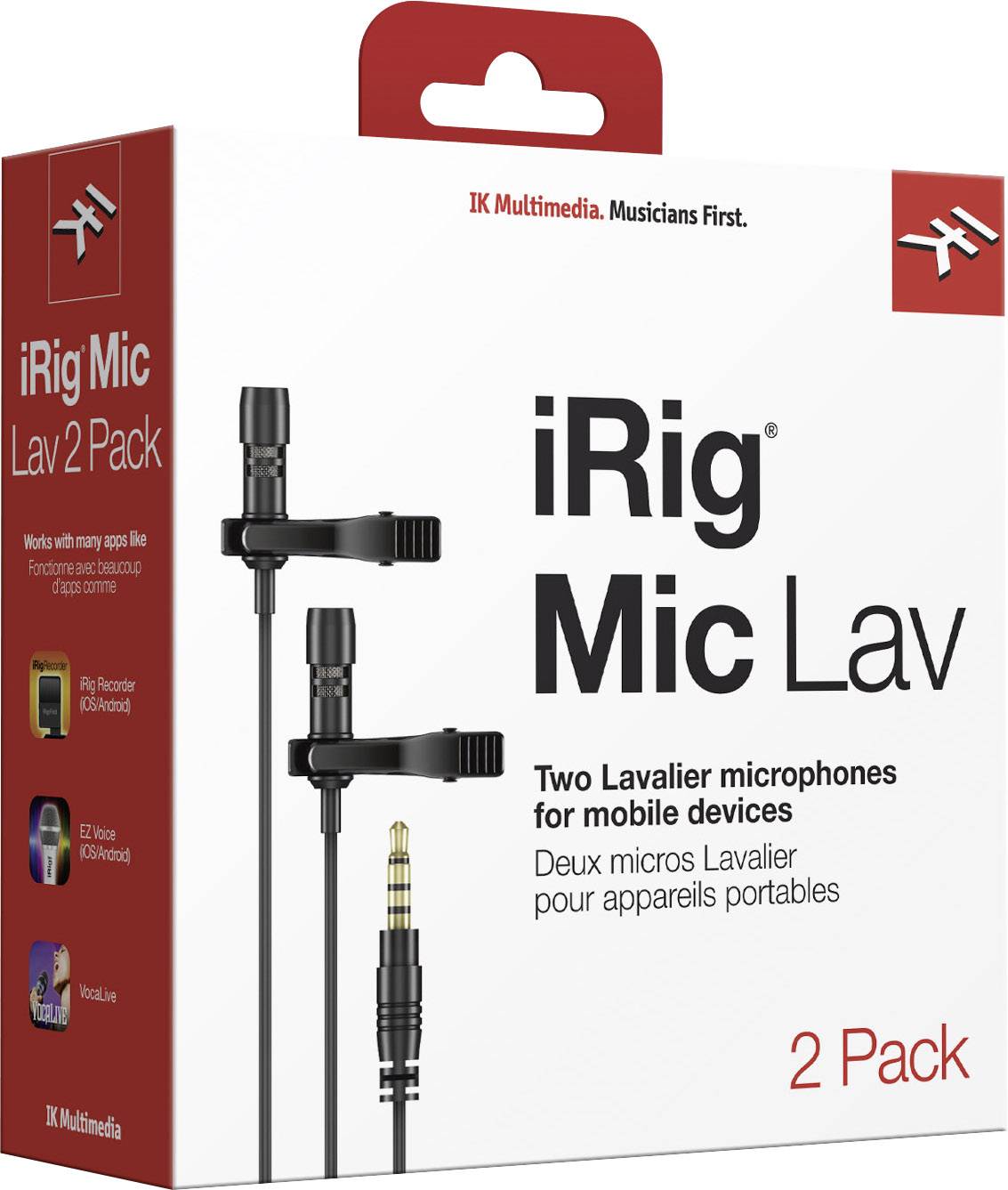 Ansteck Handymikrofon IK Multimedia iRig Mic Lav 2 Übertragungsart (Details):Kabelgebunden inkl. Klammer, inkl. Tasche, inkl. Windschutz