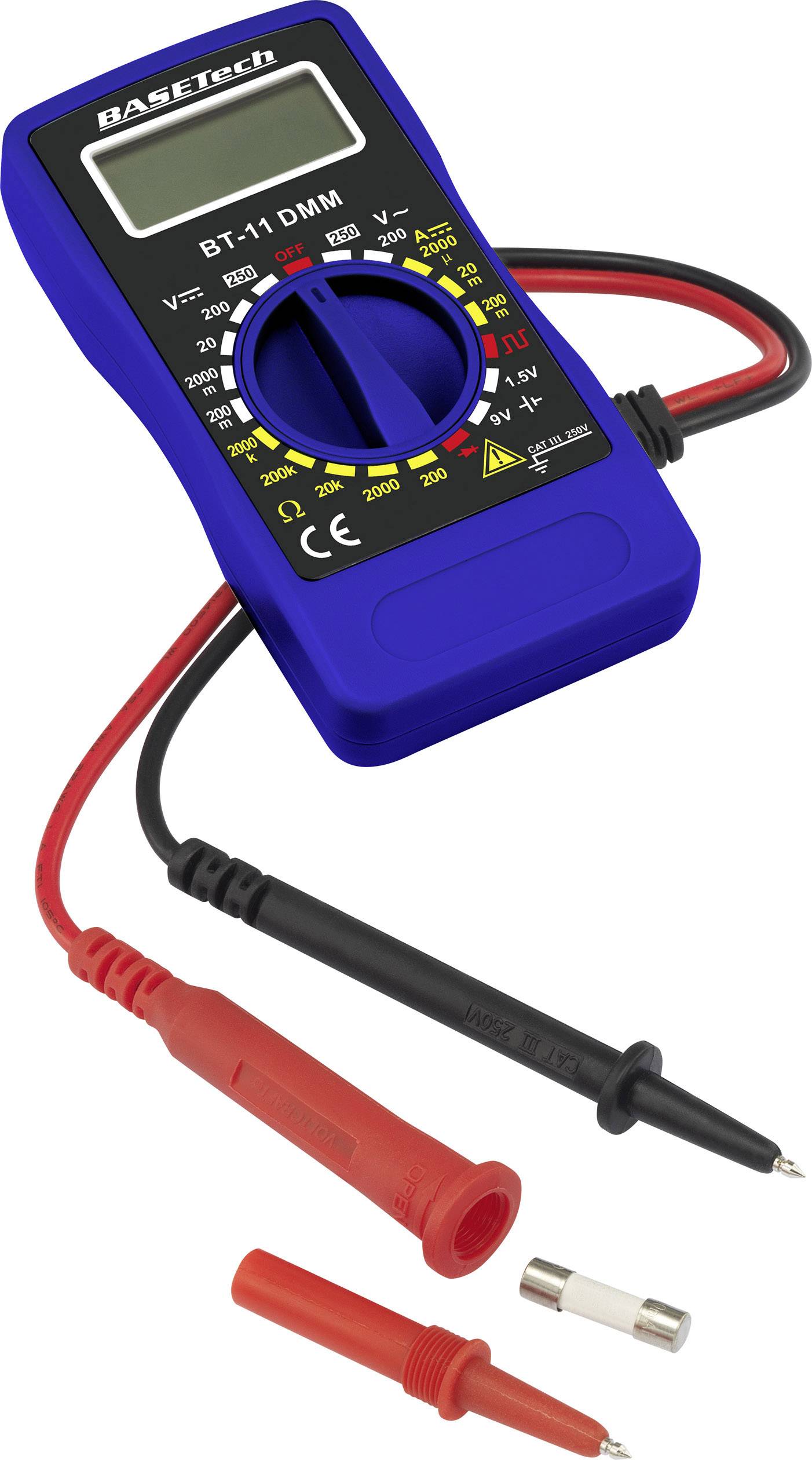 Basetech BT-11 Hand-Multimeter digital CAT III 250 V Anzeige (Counts): 2000