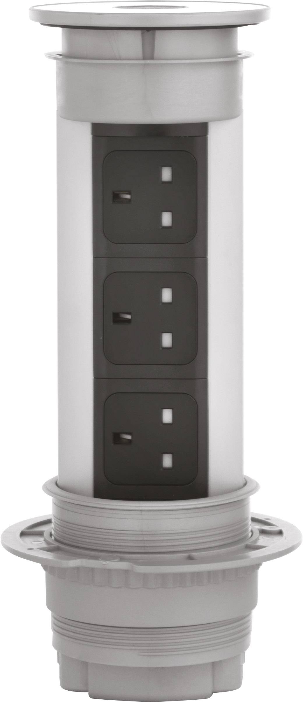 Kopp 939610019 Einbau-Steckdosenleiste 3fach Aluminium (eloxiert) Schutzkontakt 1St.