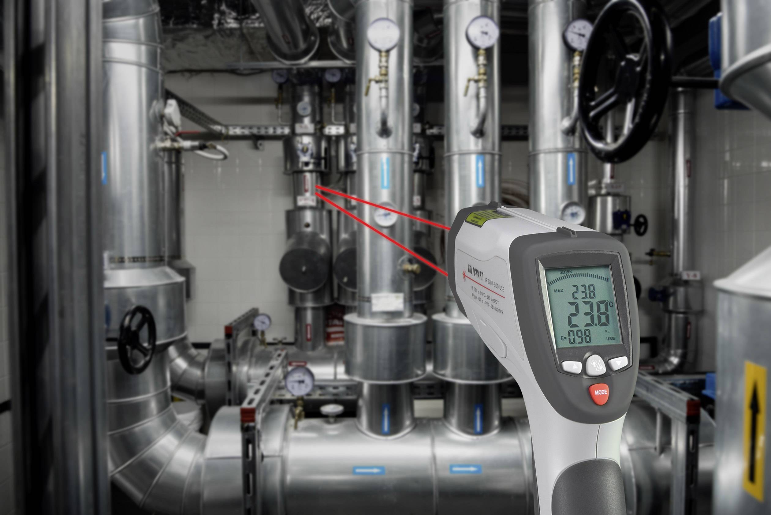 VOLTCRAFT IR 2201-50D USB Infrarot-Thermometer Optik 50:1 -50 - 2200°C Pyrometer