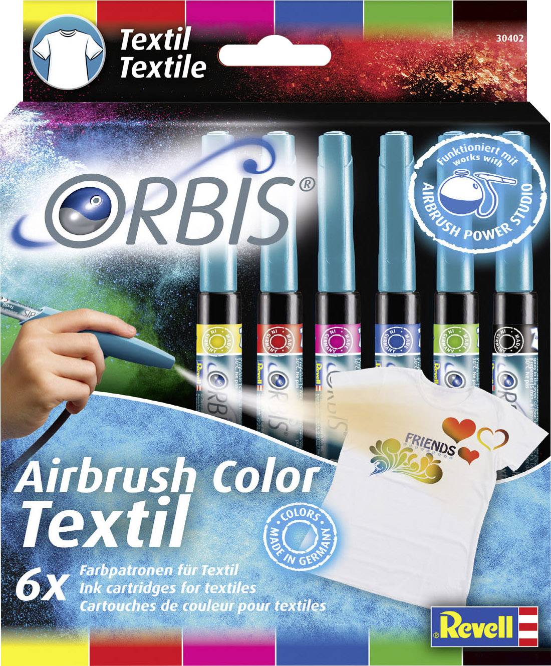 Orbis Textilpatronen Rot, Gelb, Blau, Schwarz, Grün, Pink Patronen 1 Set
