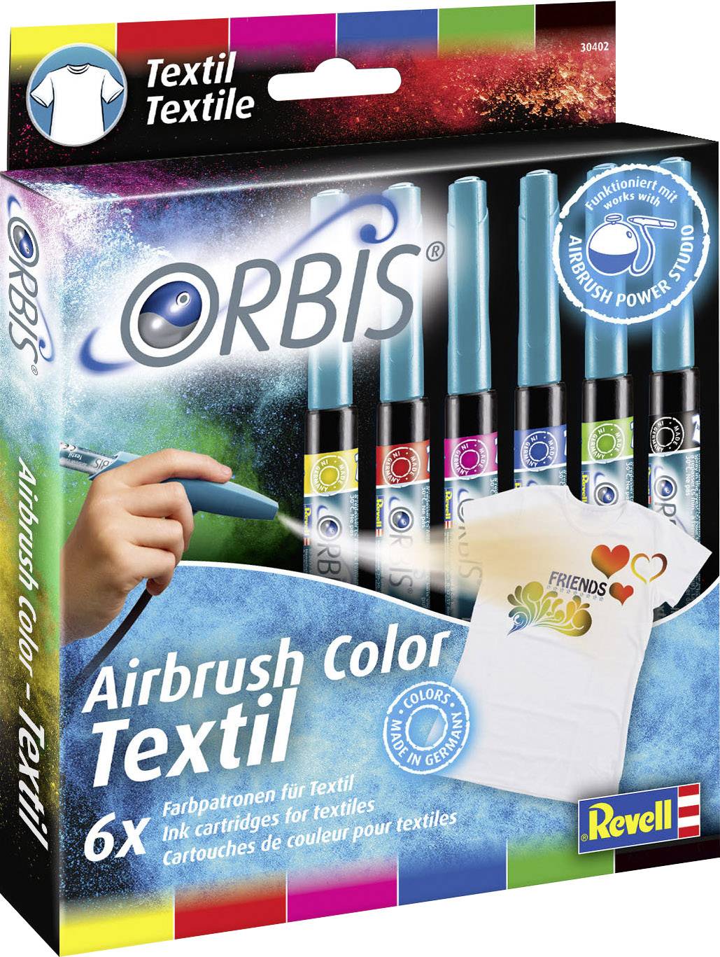 Orbis Textilpatronen Rot, Gelb, Blau, Schwarz, Grün, Pink Patronen 1 Set