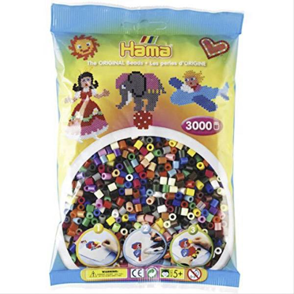 Vedes HAMA Bügelperlen Midi - Vollton Mix 3000 Perlen (22 Farben) 201-67