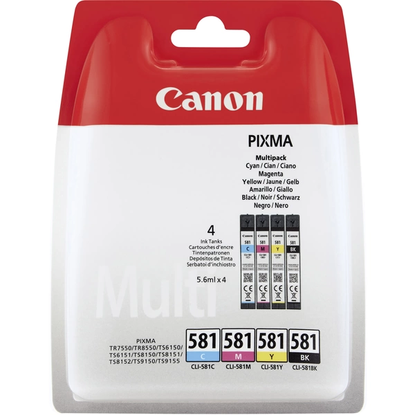 Canon Druckerpatrone CLI-581CMYK Multipack Original Kombi-Pack Foto Schwarz, Cyan, Magenta, Gelb 2103C004 Canon Druckerpatrone CLI-581CMYK Multipack Original Kombi-Pack Foto Schwarz, Cyan, Magenta, Gelb 2103C004