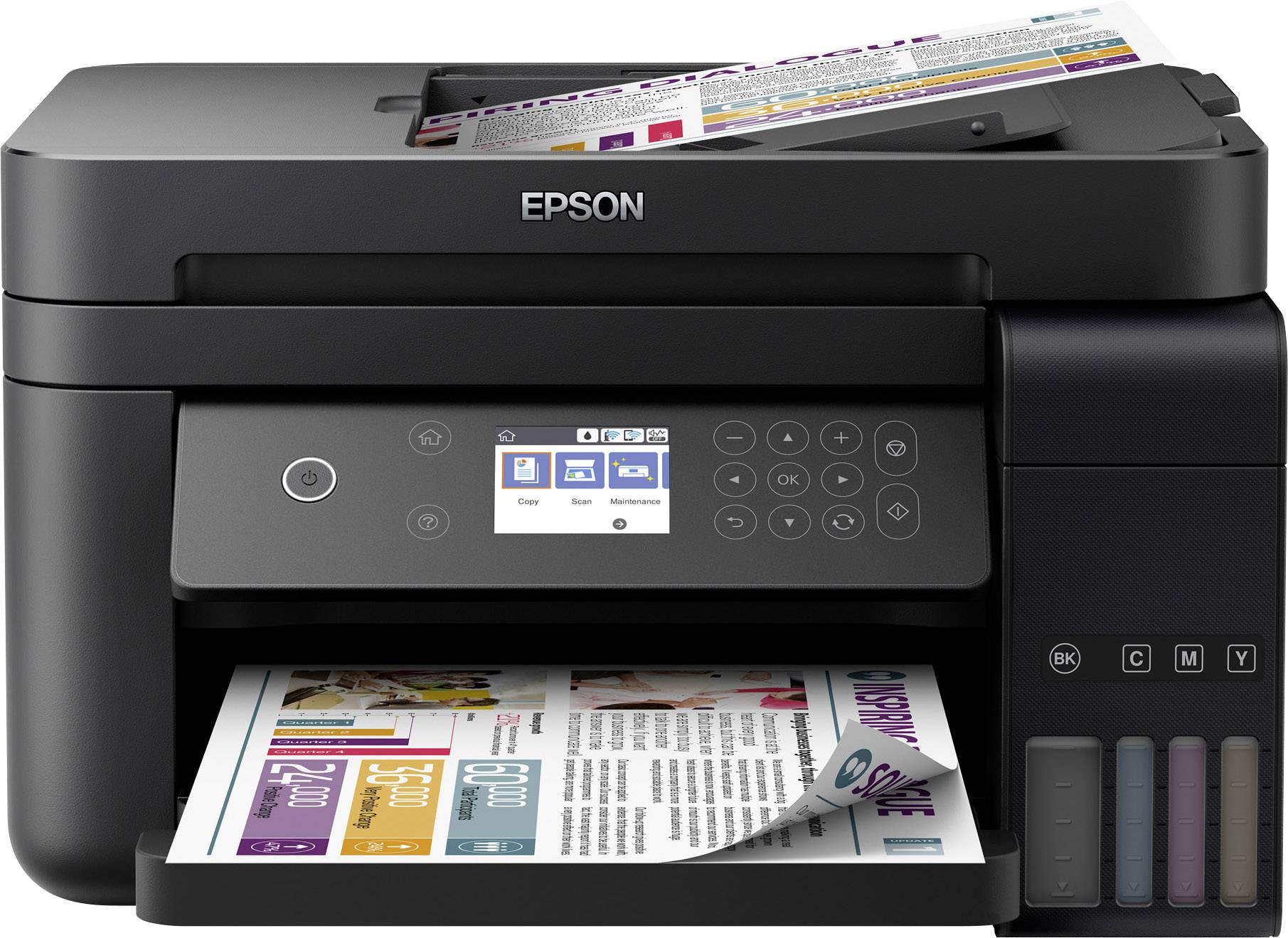 Epson EcoTank ET-3750 Farb Tintenstrahl Multifunktionsdrucker A4 Drucker, Scanner, Kopierer LAN, WLAN, ADF, Duplex