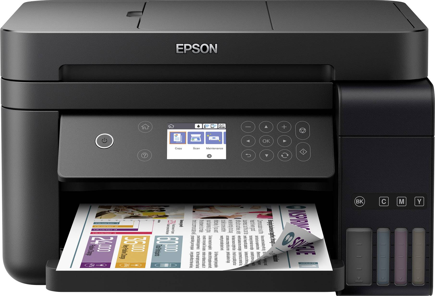 Epson EcoTank ET-3750 Multifunktionsdrucker Tintenstrahl Farbe A4 Drucker, Scanner, Kopierer LAN, WLAN, ADF, Duplex, Tintentank-System