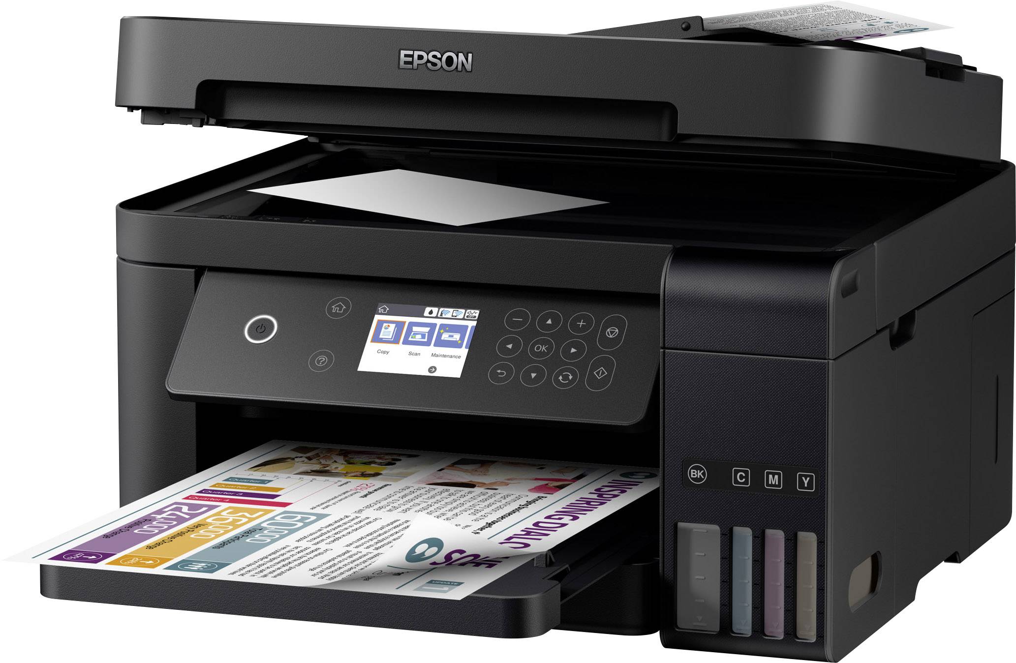 Epson EcoTank ET-3750 Farb Tintenstrahl Multifunktionsdrucker A4 Drucker, Scanner, Kopierer LAN, WLAN, ADF, Duplex