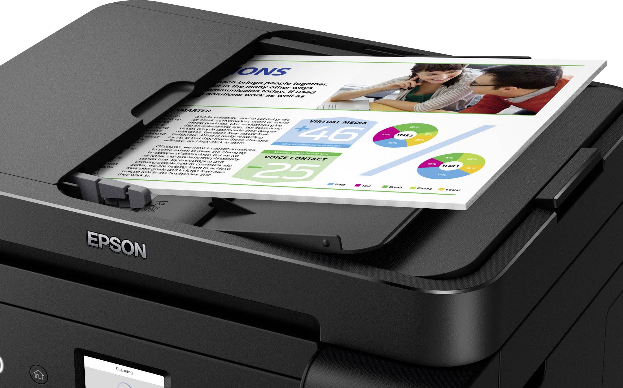 Epson EcoTank ET-4750 Farb Tintenstrahl Multifunktionsdrucker A4 Drucker, Scanner, Kopierer, Fax LAN, WLAN, ADF, Duplex, Tintentank-System