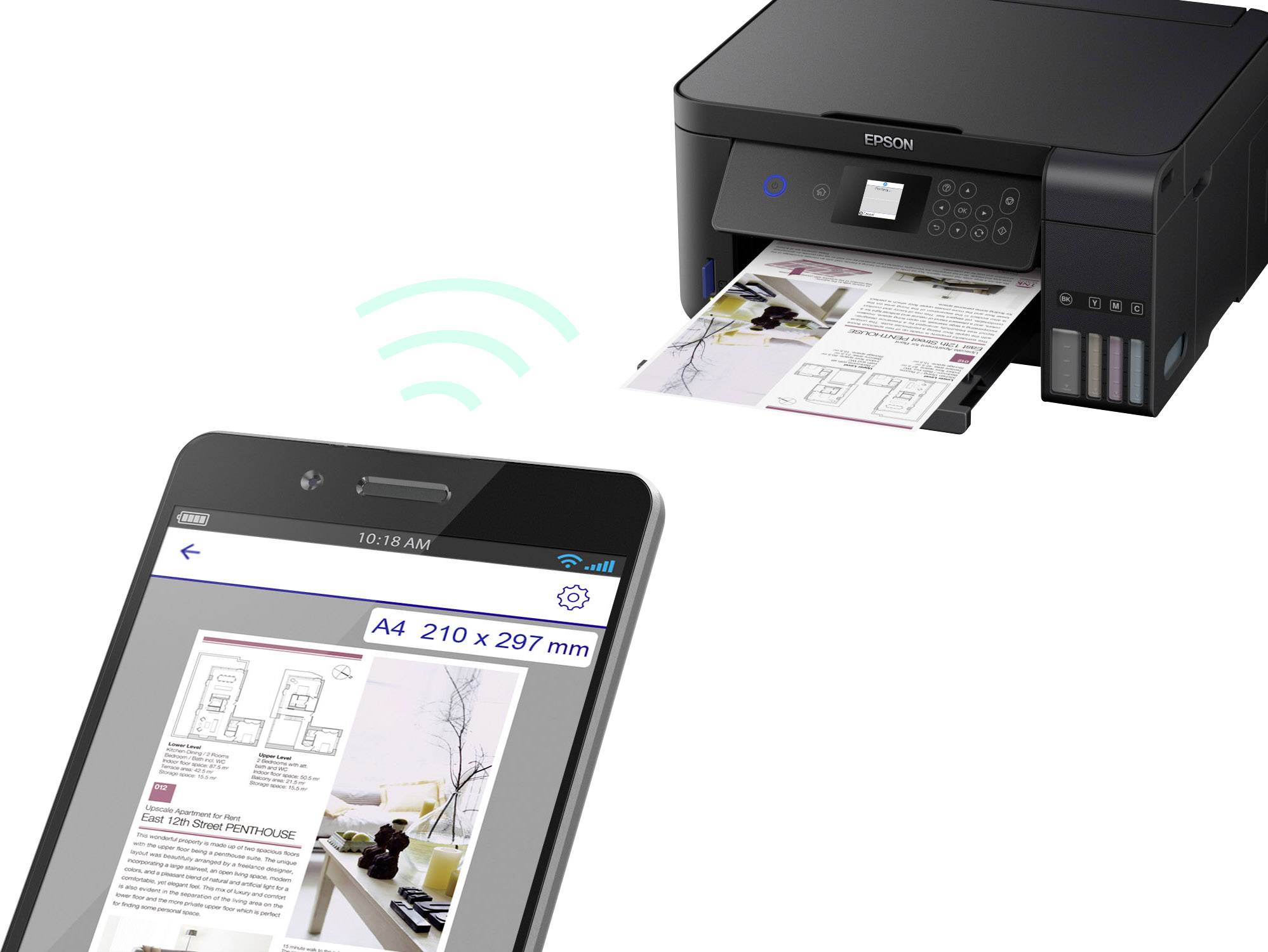 Epson EcoTank ET-2750 Set Tintenstrahl Multifunktionsdrucker A4 Drucker, Scanner, Kopierer WLAN, Duplex, Tintentank-System