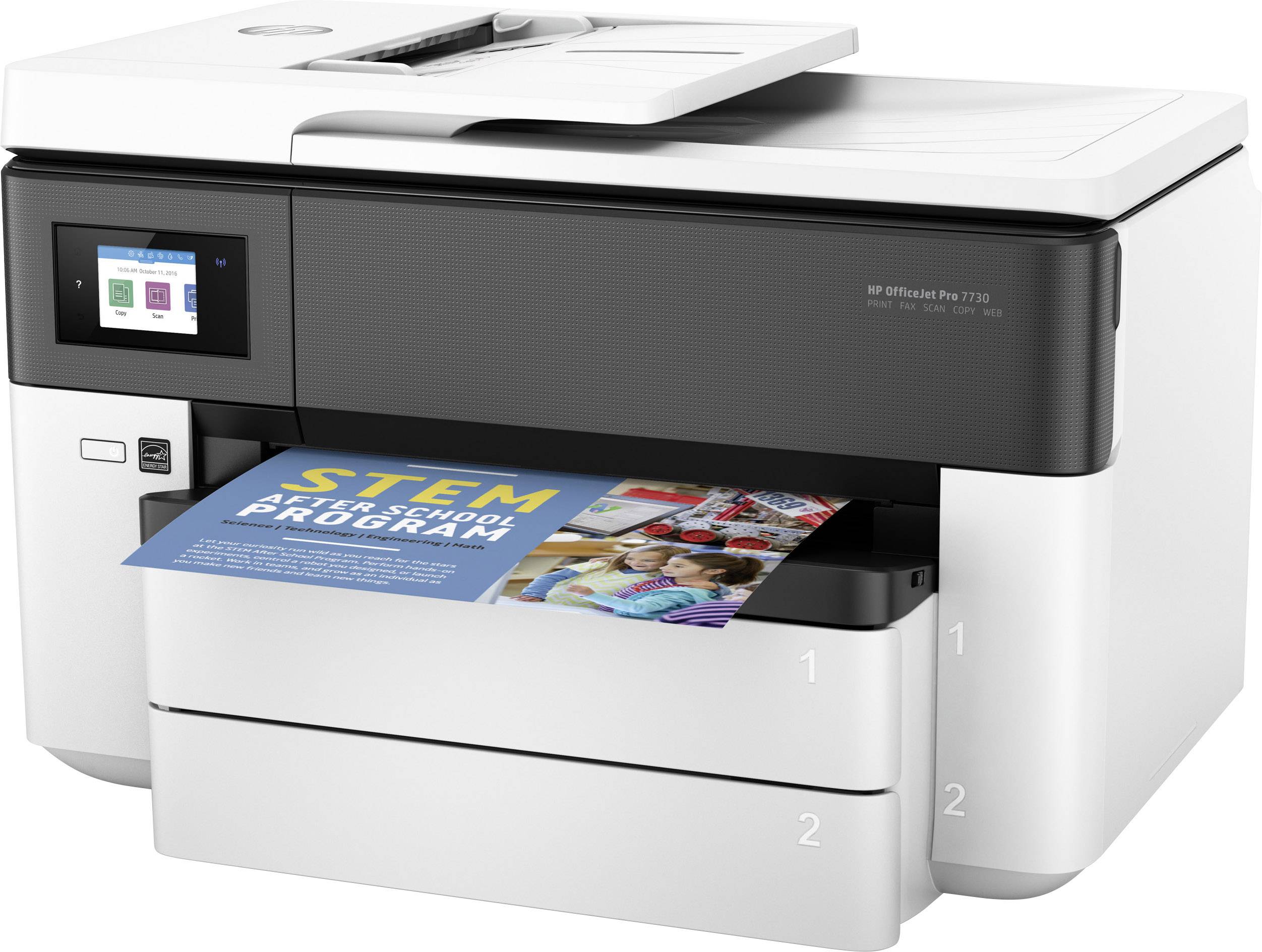 HP Officejet Pro 7730 Wide Format All-in-One Multifunktionsdrucker Tintenstrahl Farbe A3 Drucker, Scanner, Kopierer, Fax LAN, WLAN, Duplex, ADF