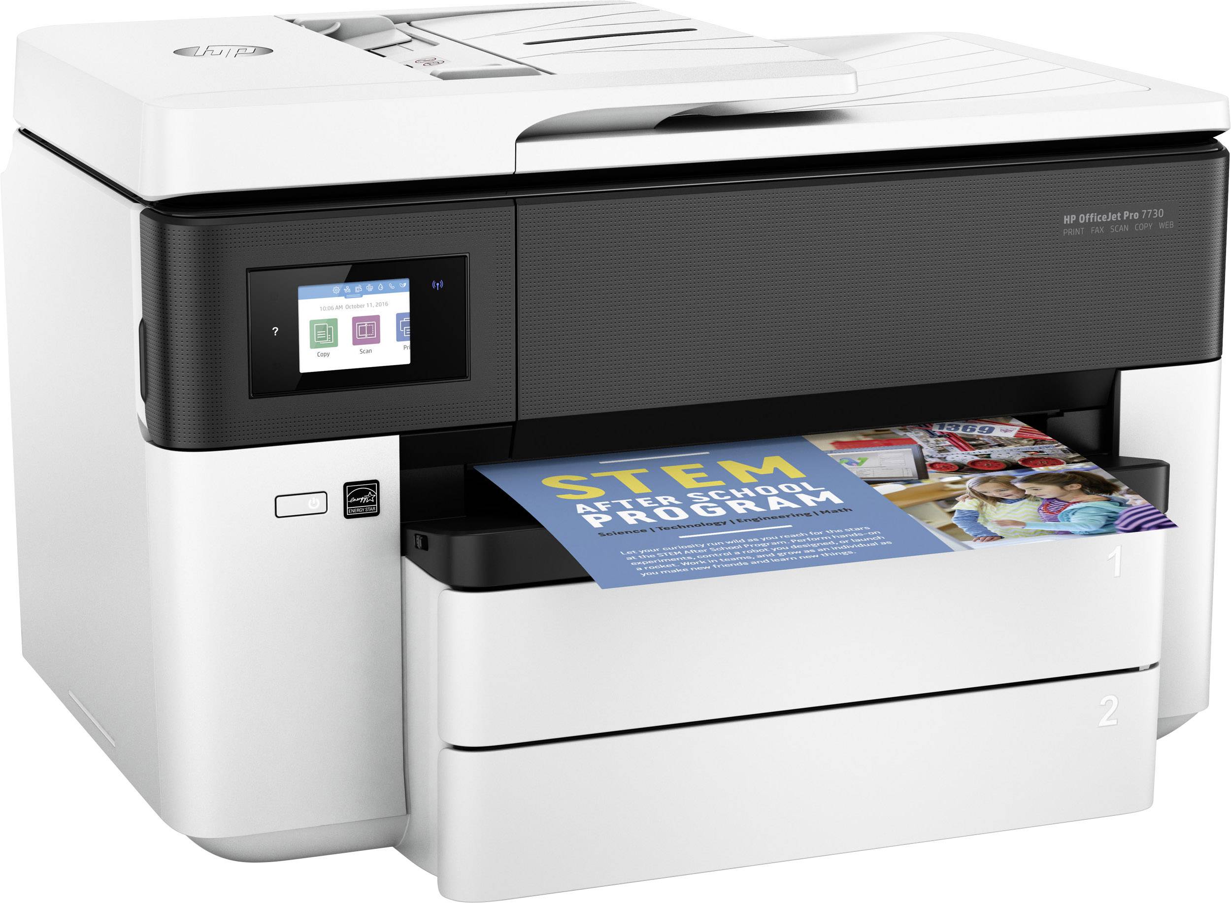HP Officejet Pro 7730 Wide Format All-in-One Multifunktionsdrucker Tintenstrahl Farbe A3 Drucker, Scanner, Kopierer, Fax LAN, WLAN, Duplex, ADF