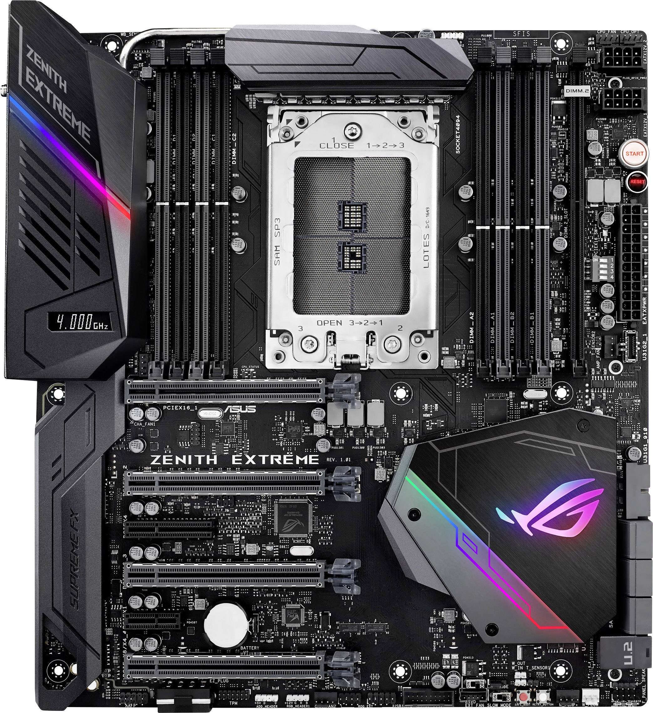 Asus ROG Zenith Extreme Mainboard Sockel AMD TR4 Formfaktor E-ATX Mainboard-Chipsatz AMD® X399
