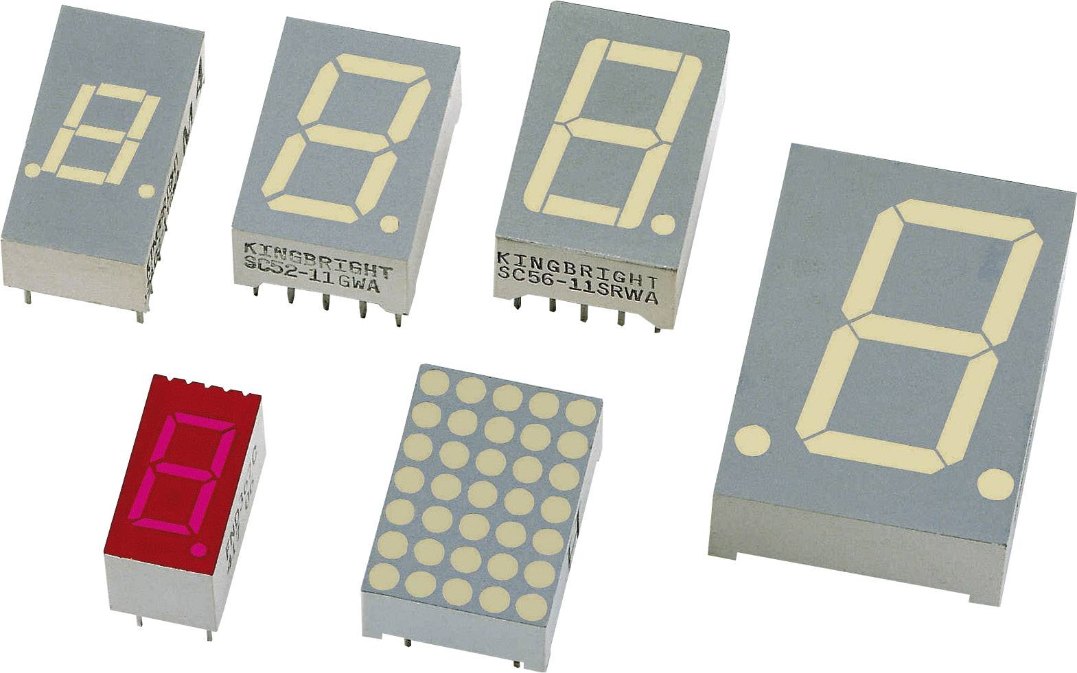 Kingbright 7-Segment-Anzeige Rot 20 mm 2.25 V Ziffernanzahl: 1 SA08-11HWA