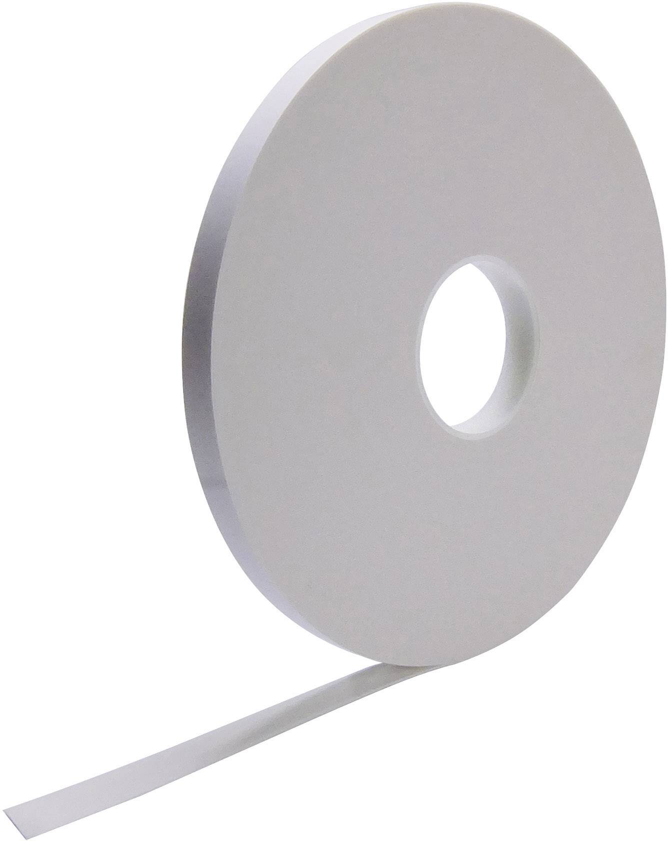 Eine Rolle weißes Klebeband mit einem losen Ende.