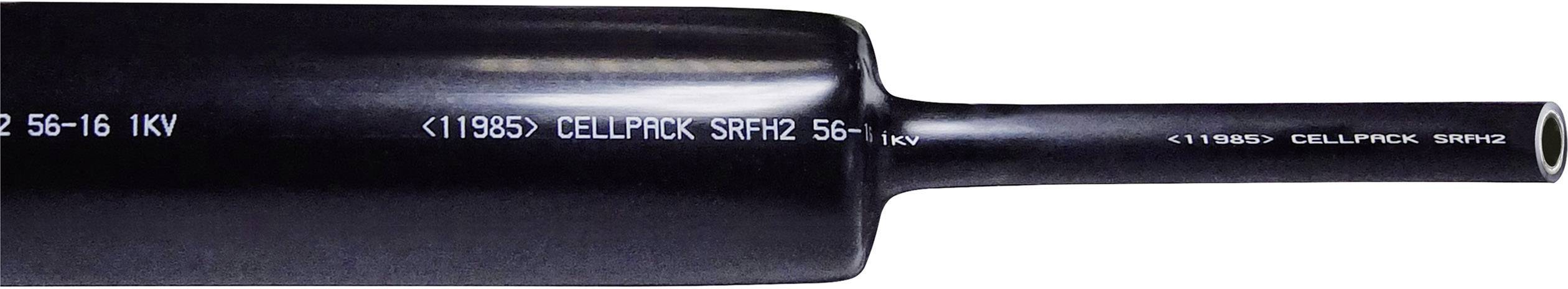 Ein schwarzes Kabel mit weißem Aufdruck 'CELEPACK SHRINK 1KV'. Das Kabel ist zur Isolation und Schutz von elektrischen Leitungen.